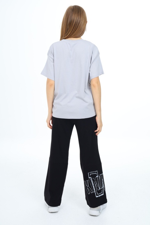 Gri Yazı Baskılı Kız Çocuk Takım 17904