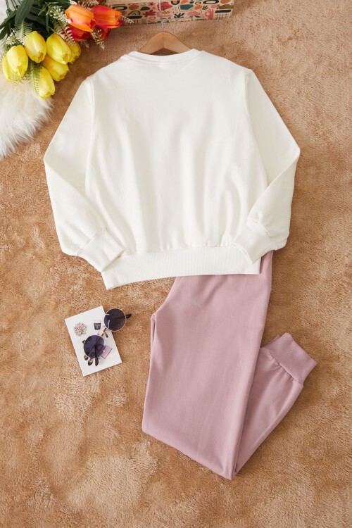 Gül Kurusu Ayıcıklı Karakter Baskılı Kız Çocuk Eşofman Takımı 17422