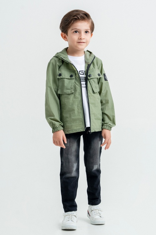 Haki Kapüşonlu Ceketli Tişörtlü Erkek Çocuk 3lü Takım 17822