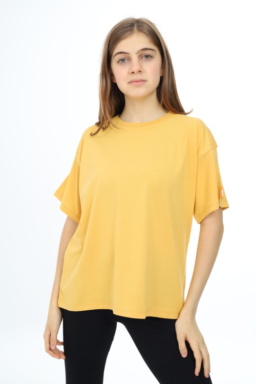 Hardal Kısa Kollu Basic Kız Çocuk T-shirt 17774