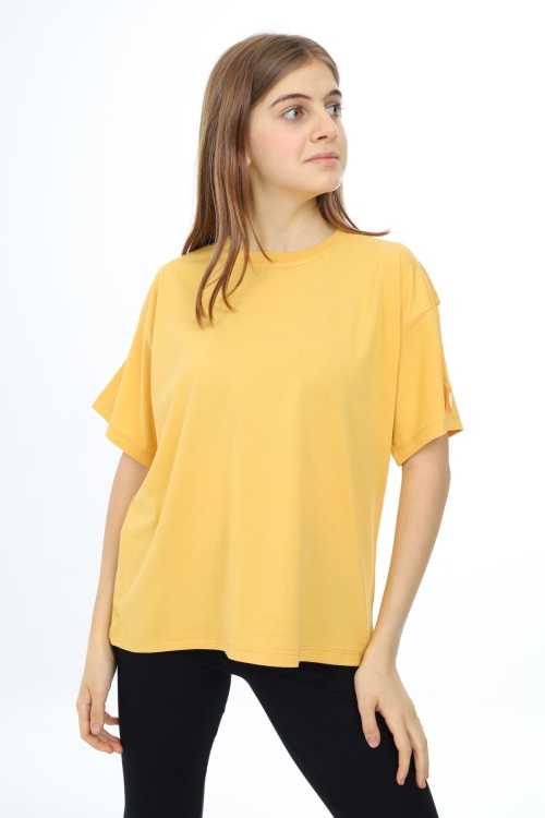 Hardal Kısa Kollu Basic Kız Çocuk T-shirt 17774