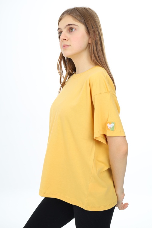 Hardal Kısa Kollu Basic Kız Çocuk T-shirt 17774