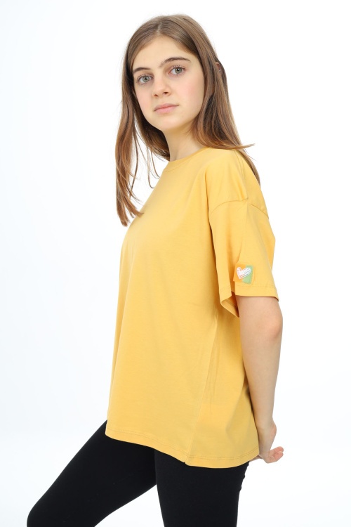 Hardal Kısa Kollu Basic Kız Çocuk T-shirt 17774