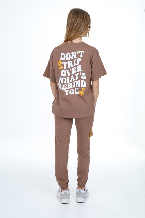 Kahverengi Baskılı Kız Çocuk Takım 17885