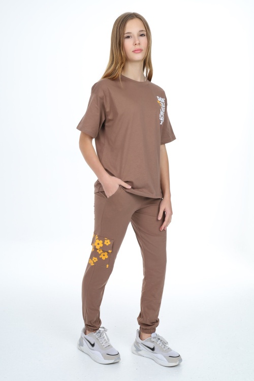 Kahverengi Baskılı Kız Çocuk Takım 17885