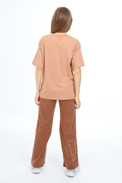 Kahverengi Yazı Baskılı Kız Çocuk Takım 17899