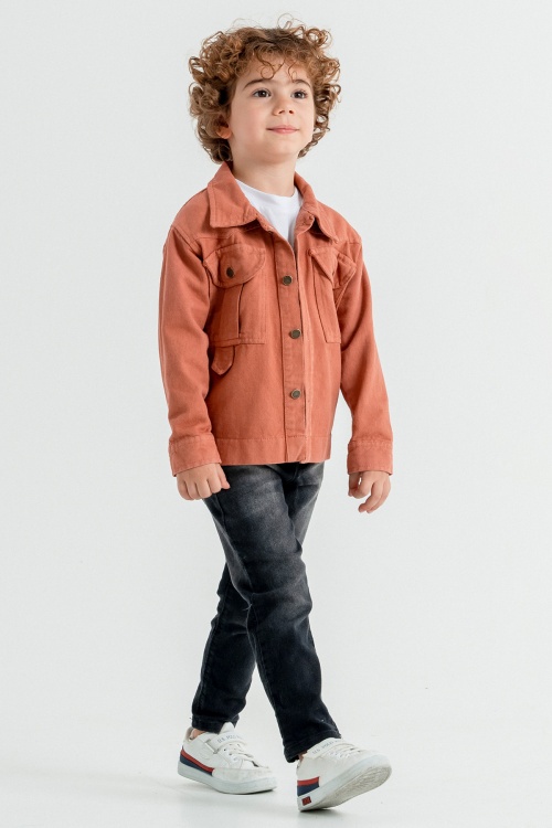 Kiremit Jean Ceketli Erkek Çocuk Pantolonlu 3lü Takım 17704