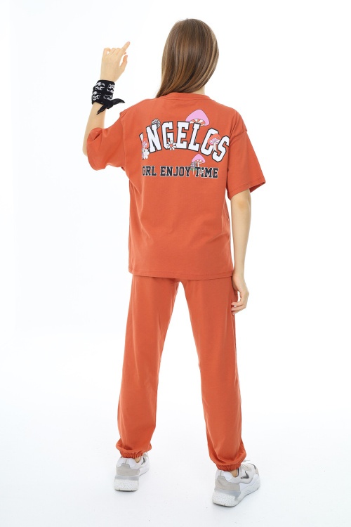 Kiremit Yazı Baskılı Kız Çocuk Takım 17863