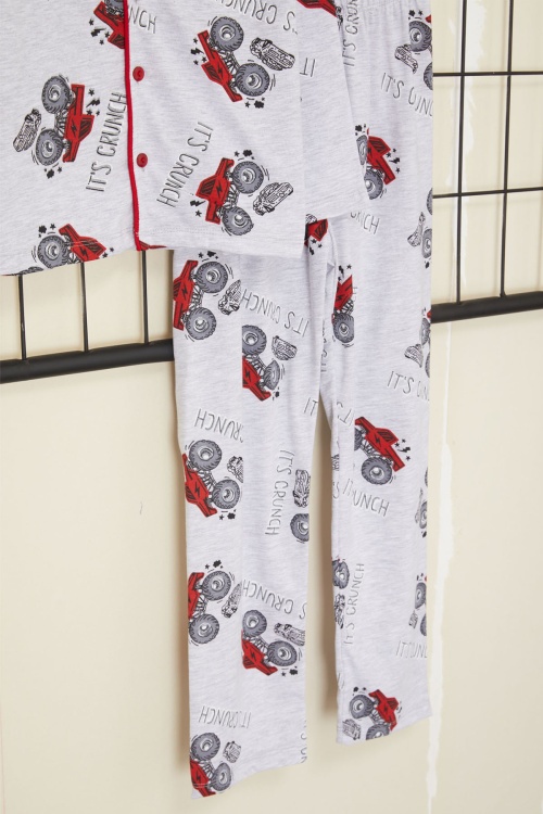 Kırmızı Canavar Kamyon Baskılı Erkek Çocuk Pijama Takımı 17665