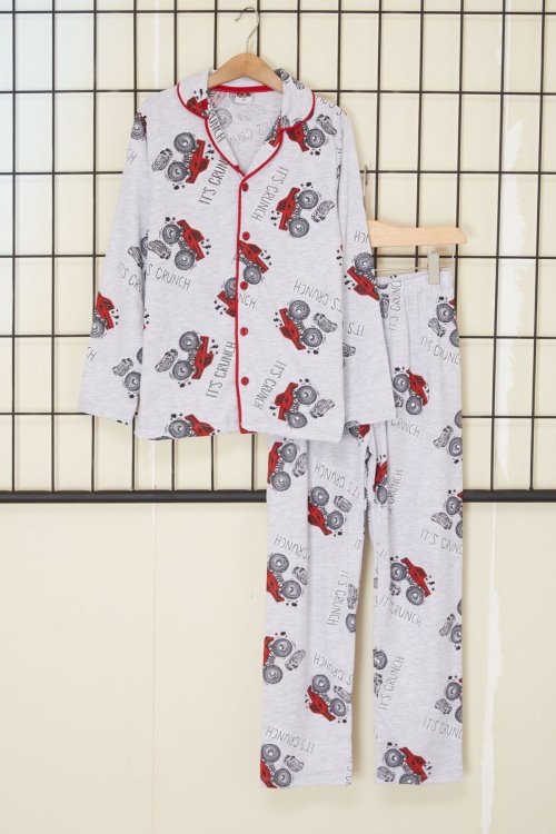 Kırmızı Canavar Kamyon Baskılı Erkek Çocuk Pijama Takımı 17665