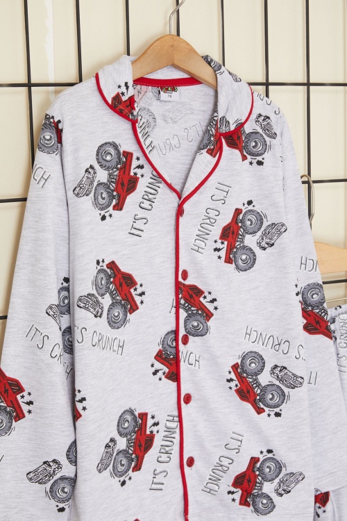 Kırmızı Canavar Kamyon Baskılı Erkek Çocuk Pijama Takımı 17665