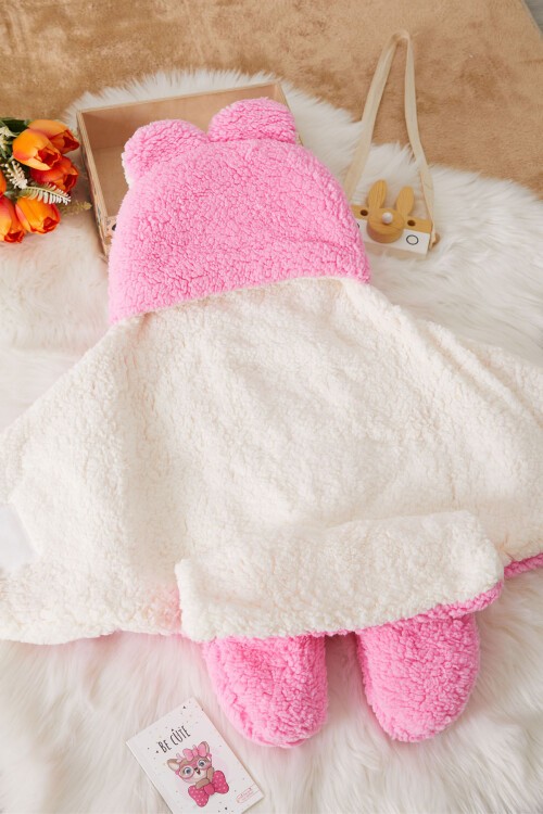 Kız Bebek Pembe Kulaklı Peluş Kundak 17488