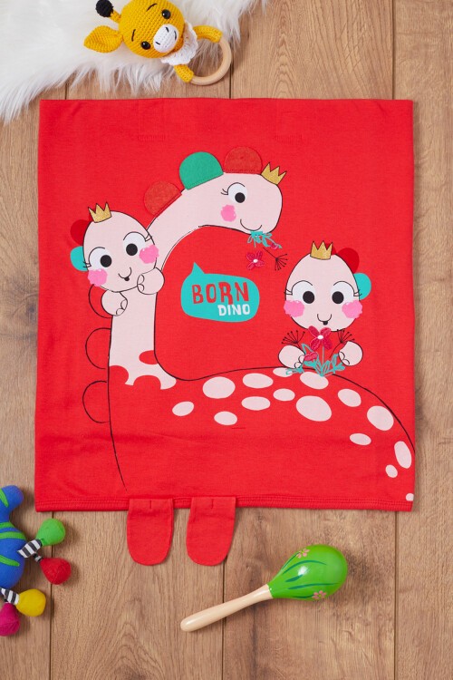 Kız Bebek Puantiyeli Dino Baskılı Battaniye 17379