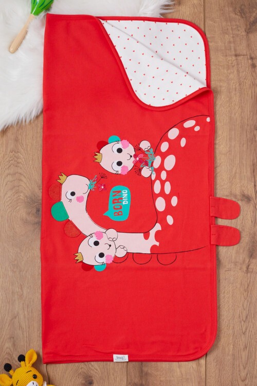 Kız Bebek Puantiyeli Dino Baskılı Battaniye 17379