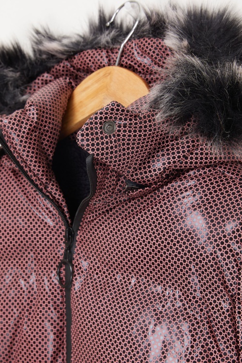 Kız Çocuk Altıgen Desenli Pembe Şişme Mont 17664