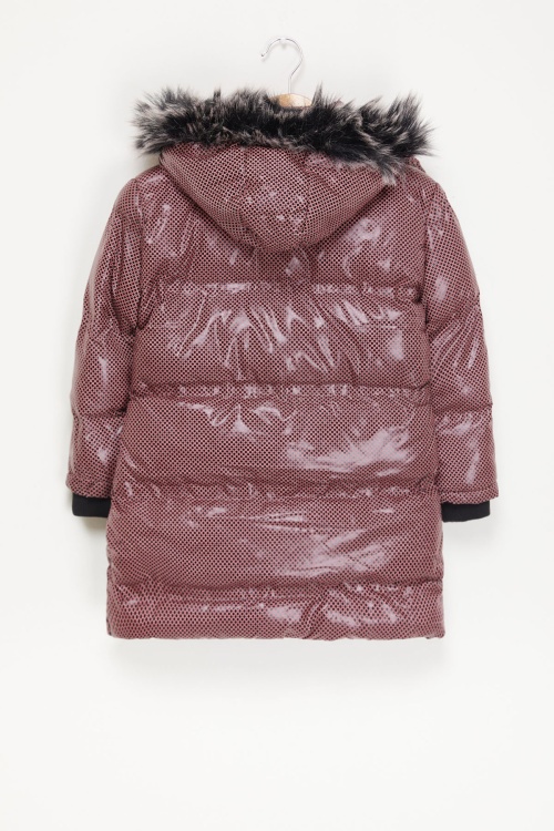 Kız Çocuk Altıgen Desenli Pembe Şişme Mont 17664