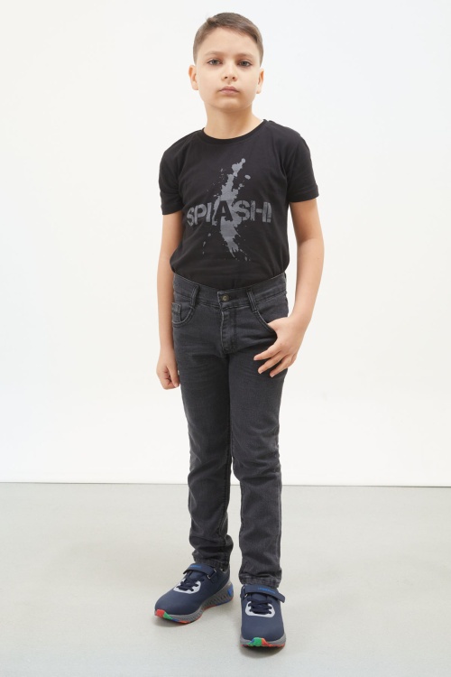 Koyu Gri Dar Paça Basic Erkek Çocuk Jean Pantolon 17755