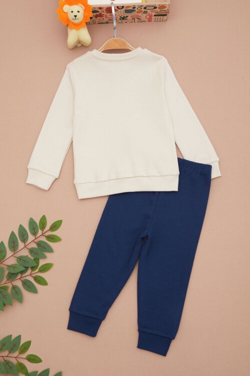 Krem Aslan Baskılı Yazılı Erkek Bebek Takımı 17395