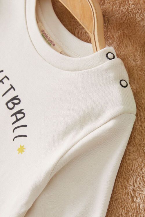 Krem Dinozor Baskılı Basketball Yazılı Erkek Bebek Takım 17538