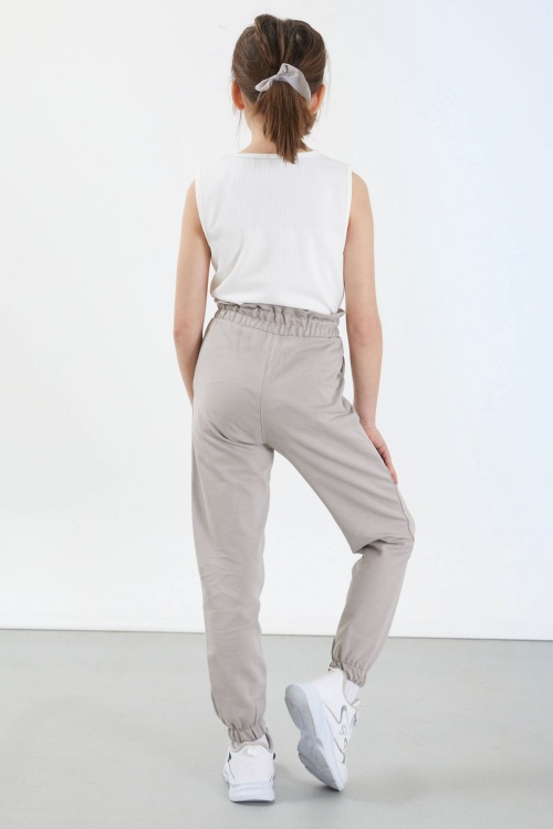 Krem Have a Good Time Yazılı Düğme Detaylı Kız Eşofman Altı 17679