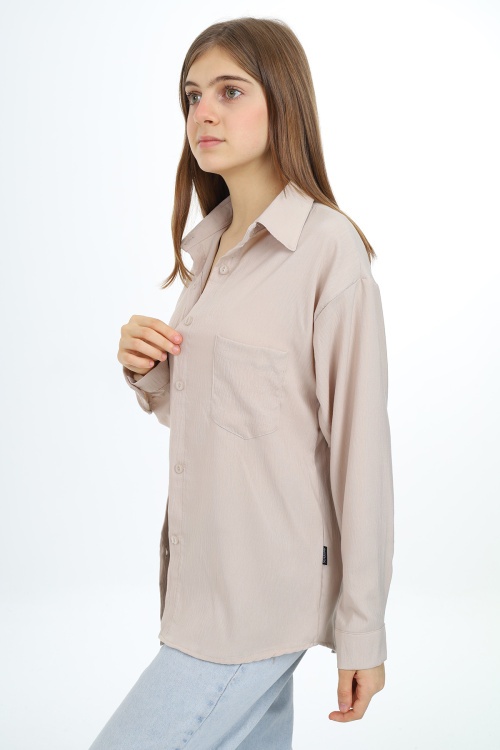 Krem Kız Çocuk Gömlek 17969