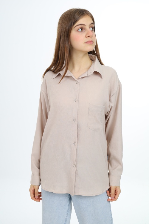 Krem Kız Çocuk Gömlek 17969