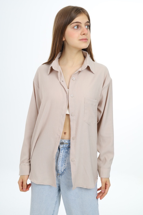 Krem Kız Çocuk Gömlek 17969