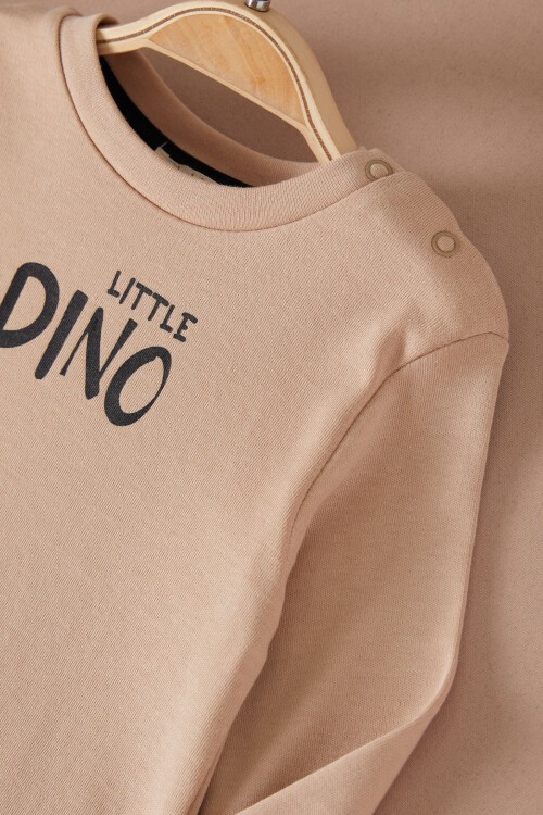 Krem Little Dinozor Baskılı Erkek Bebek Takımı 17400