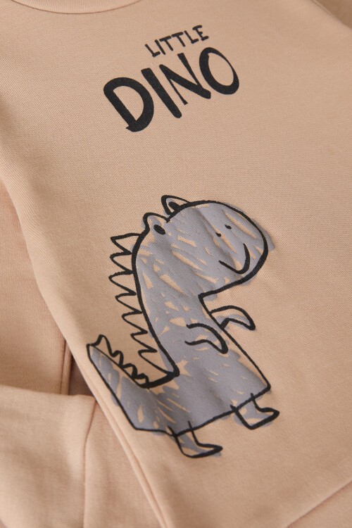 Krem Little Dinozor Baskılı Erkek Bebek Takımı 17400