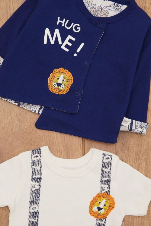 Lacivert Aslan Logolu 8li Bebek Hastane Çıkışı Seti 16864