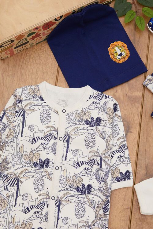 Lacivert Aslan Logolu 8li Bebek Hastane Çıkışı Seti 16864