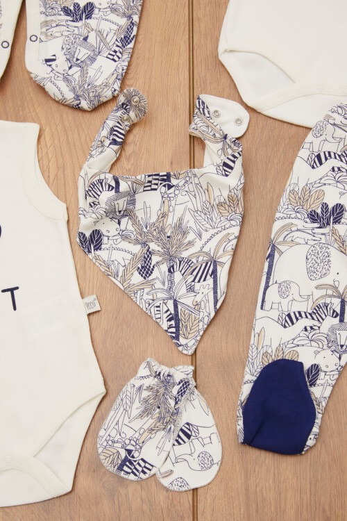 Lacivert Aslan Logolu 8li Bebek Hastane Çıkışı Seti 16864