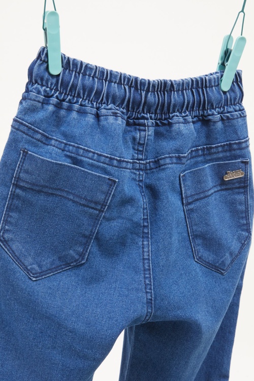 Lacivert Baskılı Kargo Cepli Erkek Çocuk Jean Pantolon 17756