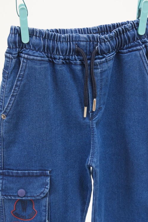 Lacivert Baskılı Kargo Cepli Erkek Çocuk Jean Pantolon 17756