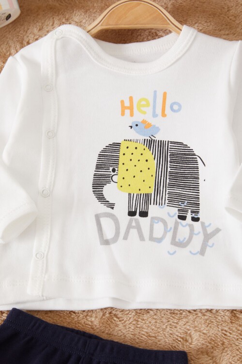 Lacivert Fil Baskılı Patikli Erkek Bebek 5li Zıbın Takımı 17506