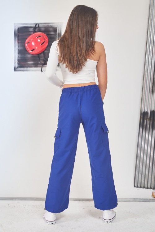 Lacivert Kargo Cep Lastikli Paça Kız Paraşüt Pantolon 17592