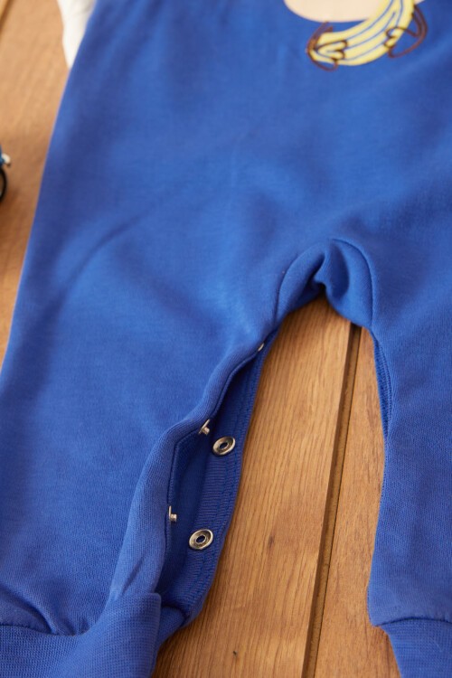 Lacivert Maymun Baskılı Badili Erkek Bebek Tulum Takımı 17498