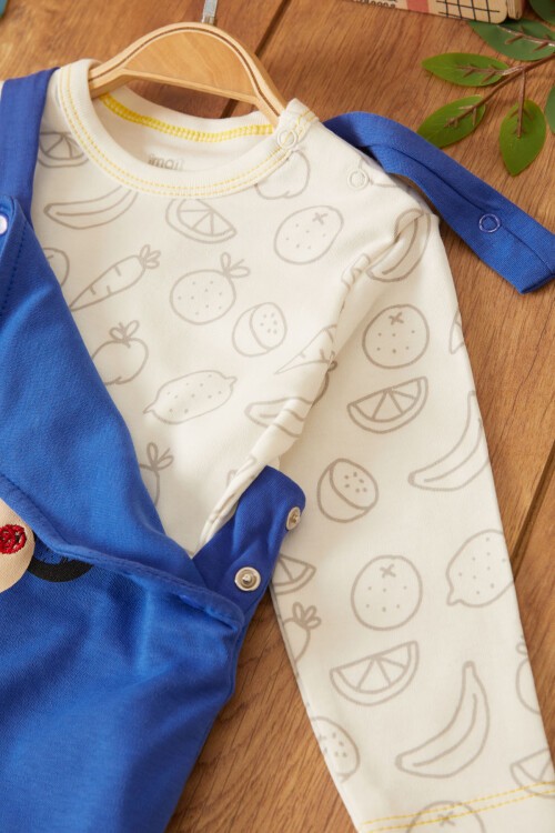 Lacivert Maymun Baskılı Badili Erkek Bebek Tulum Takımı 17498