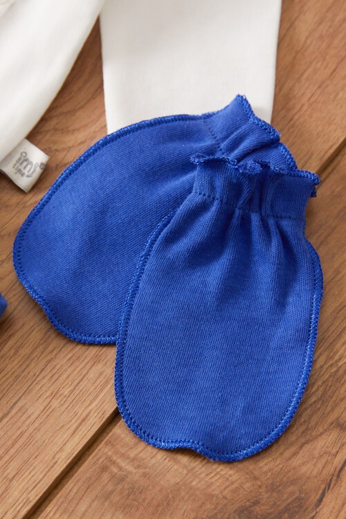 Lacivert Prens Baskılı Şapkalı Erkek Bebek 5li Zıbın Takımı 17521