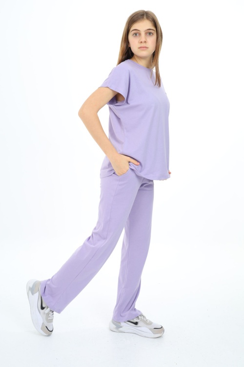 Lila Cep Detaylı Kız Çocuk Takım 17920