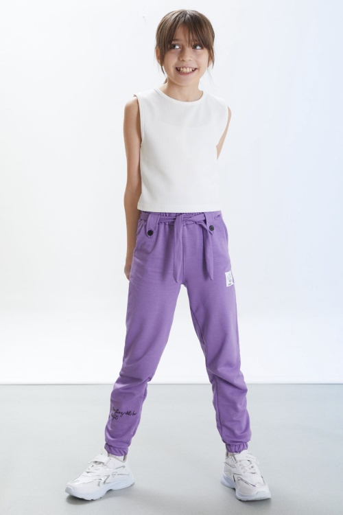 Lila Fashion Girl Armalı Kuşaklı Kız Çocuk Eşofman Altı 17684