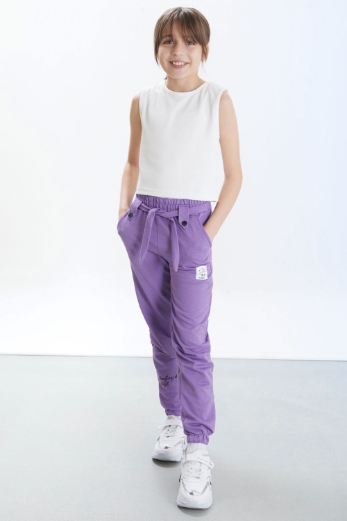 Lila Fashion Girl Armalı Kuşaklı Kız Çocuk Eşofman Altı 17684