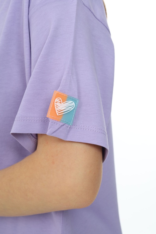 Lila Kısa Kollu Basic Kız Çocuk T-shirt 17771