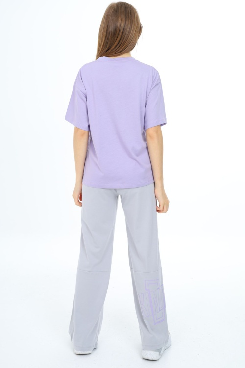 Lila Yazı Baskılı Kız Çocuk Takım 17903