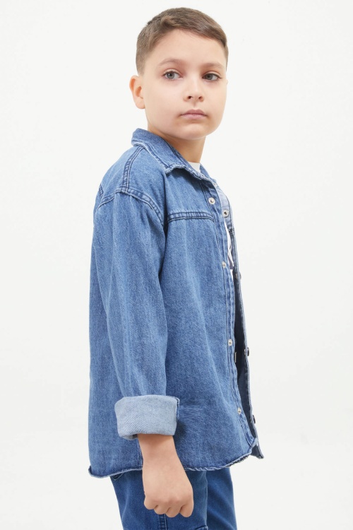 Mavi Armalı Kot Ceketli Tişört Erkek Çocuk 2li Takım 17643