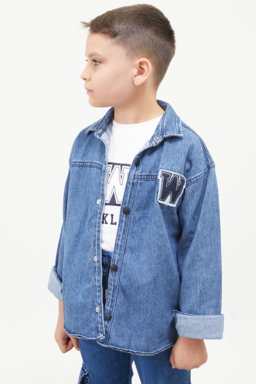 Mavi Armalı Kot Ceketli Tişört Erkek Çocuk 2li Takım 17643