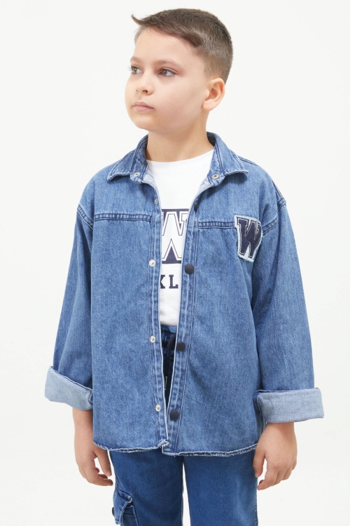 Mavi Armalı Kot Ceketli Tişört Erkek Çocuk 2li Takım 17643