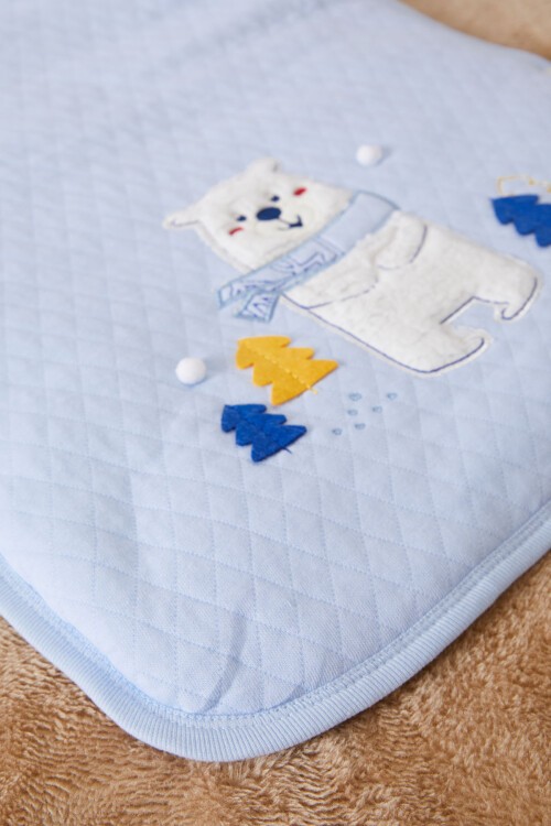 Mavi Ayıcık Nakışlı Yastıklı Erkek Bebek Alt Açma 17479