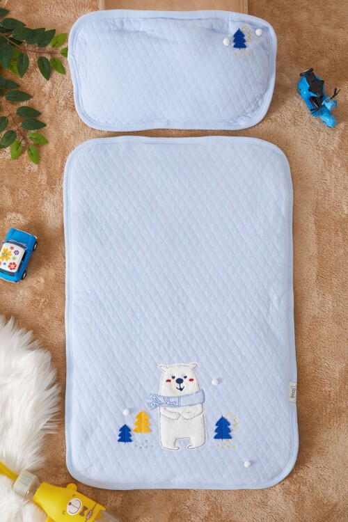 Mavi Ayıcık Nakışlı Yastıklı Erkek Bebek Alt Açma 17479