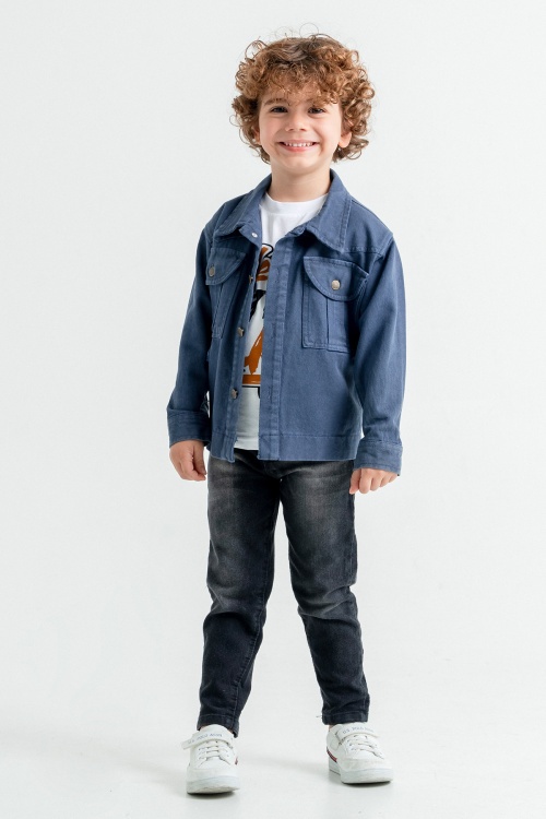 Mavi Jean Ceketli Erkek Çocuk Pantolonlu 3lü Takım 17707